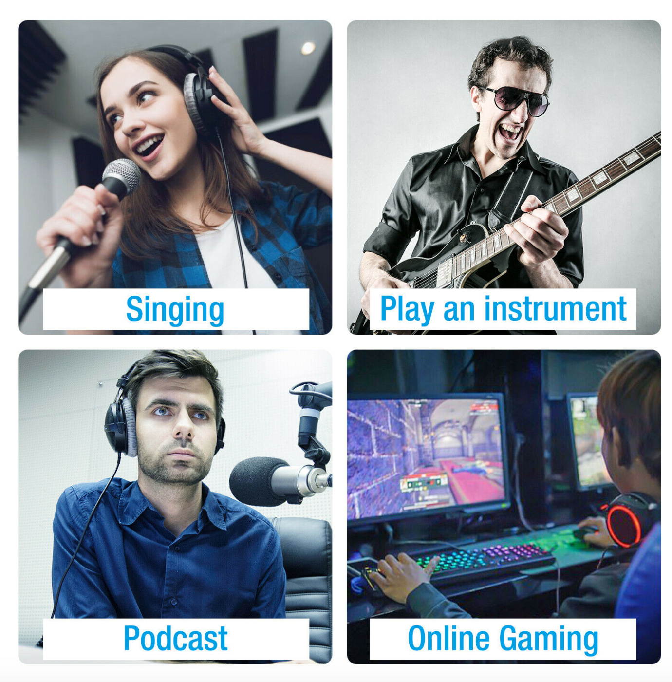 USB Condenser Microphone w/ Tripod Stand For Game Chat Audio Recording Computer