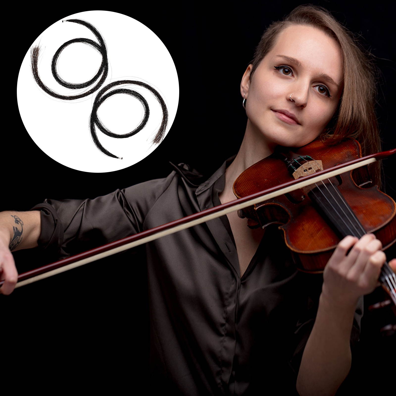 2 Hanks Natural Violin Bow Horse Hair Instrument Accessories for Violin Bow