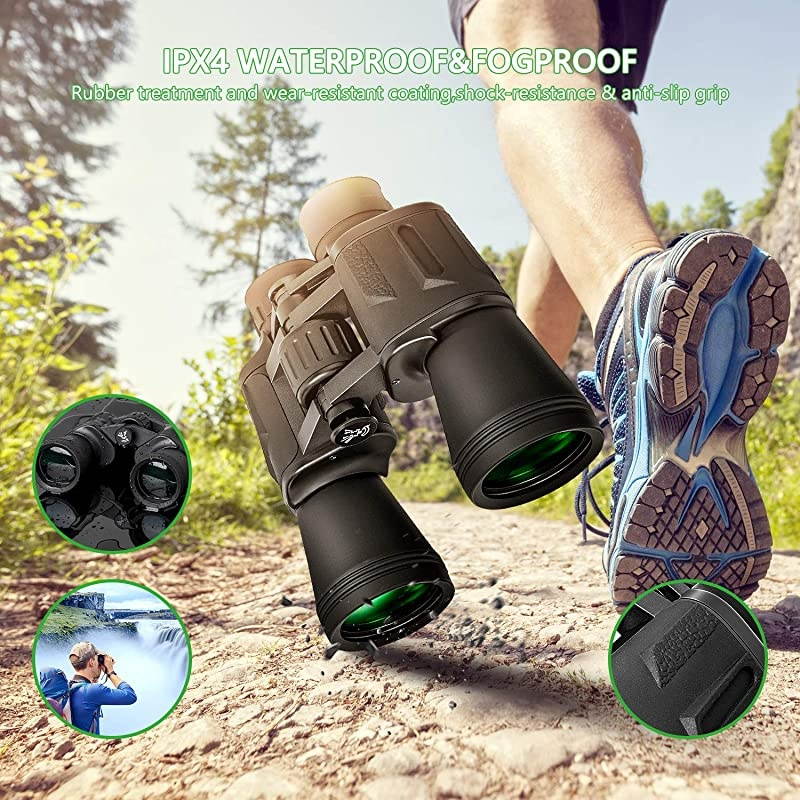 for Adults 10 x 50 High Powered for HD Waterproof Zoom, Powerful with Clear and Durable BAK-4 Prism FMC Lens for Bird Watching, Travel, Hunting, Concerts, Football.
