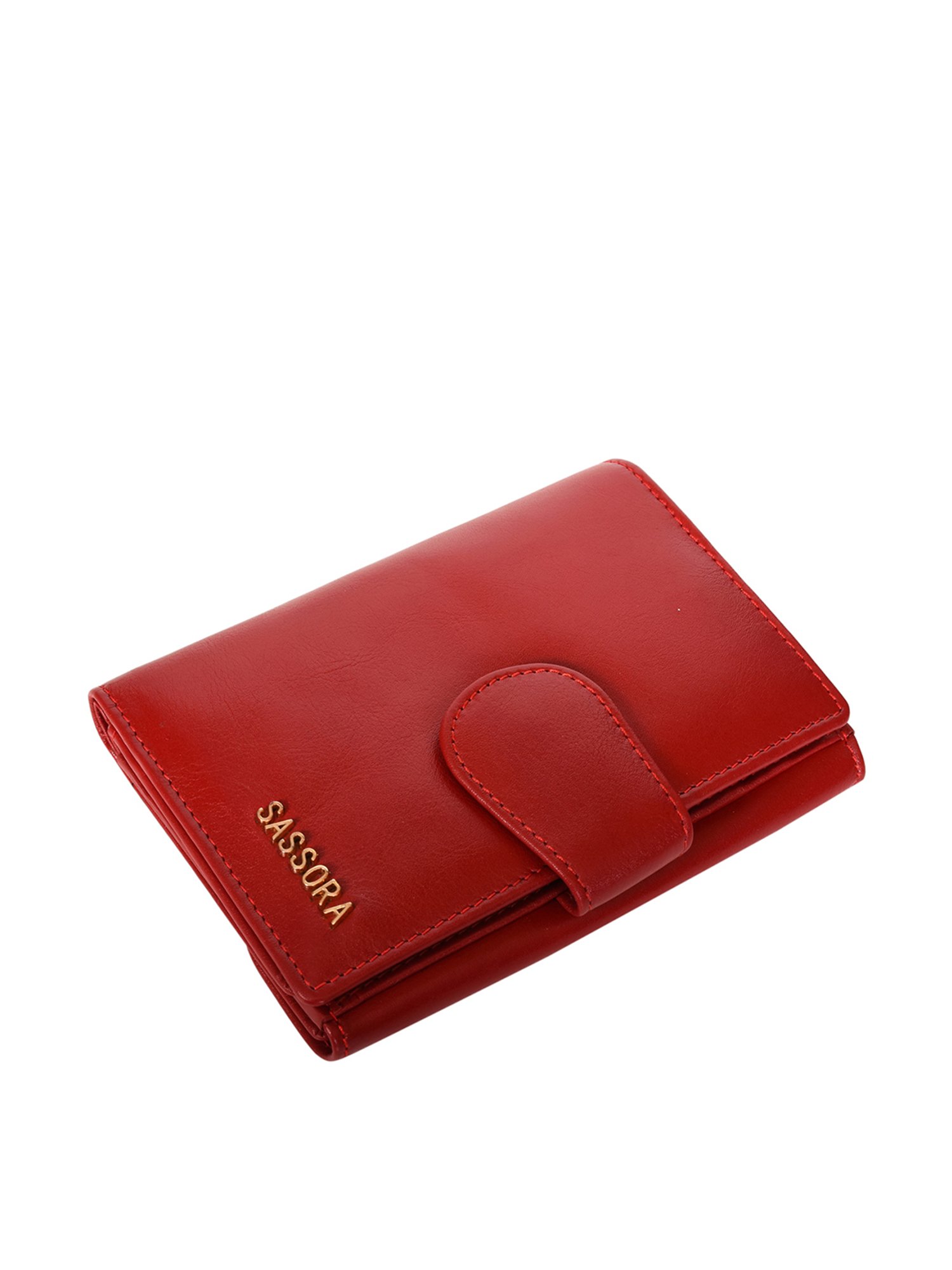 SASSORA Red Solid Rfid Bi-Fold Wallet for Women