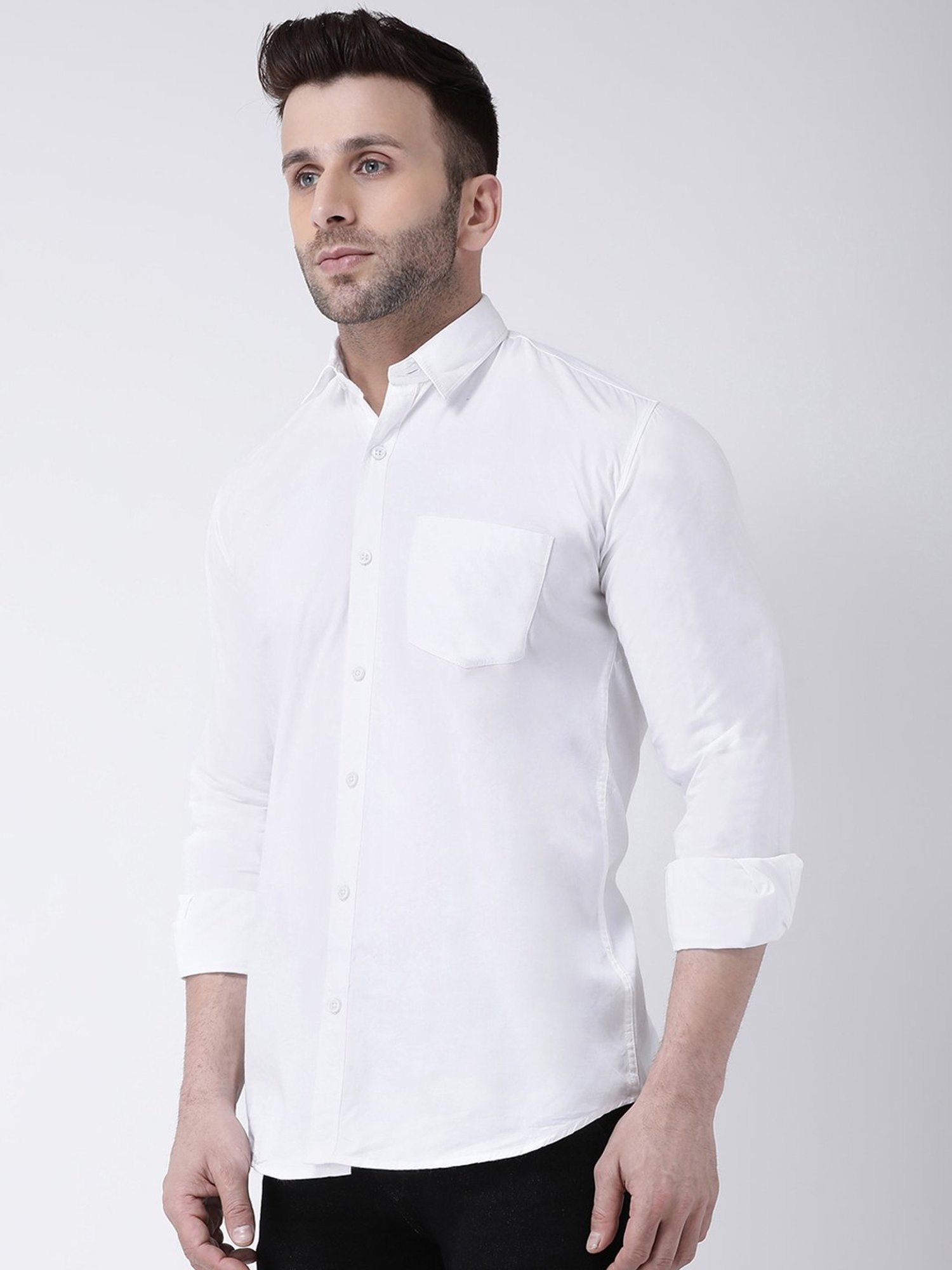 Hangup Plus White Slim Fit Pure Cotton Shirt