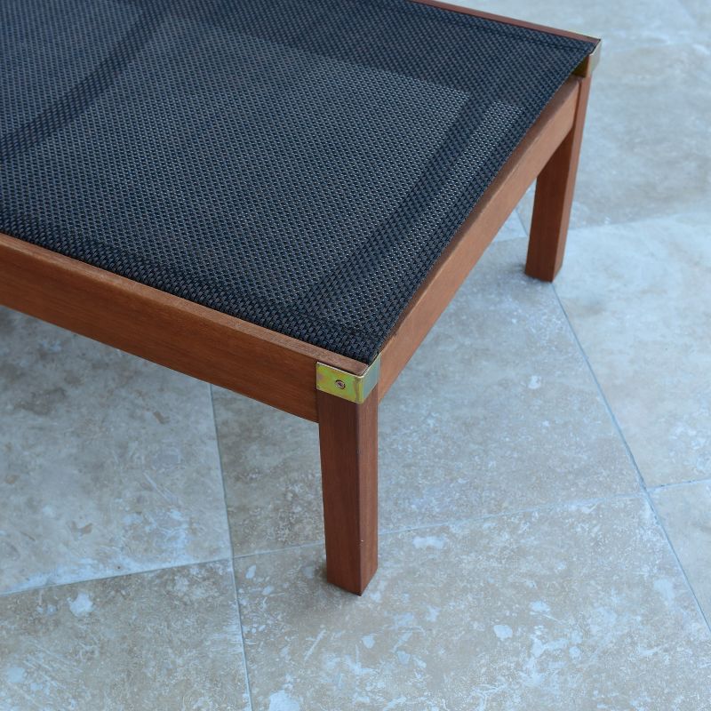 Laguna Beach Eucalyptus Patio Wheel Lounger with Black Sling - Amazonia