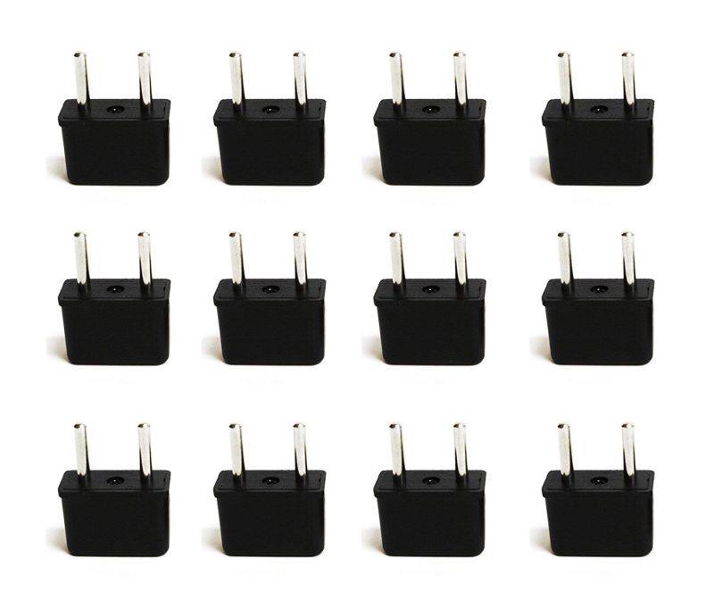 Ceptics Plug Adapter For Use In USA to Europe/Asia - 12 Pack
