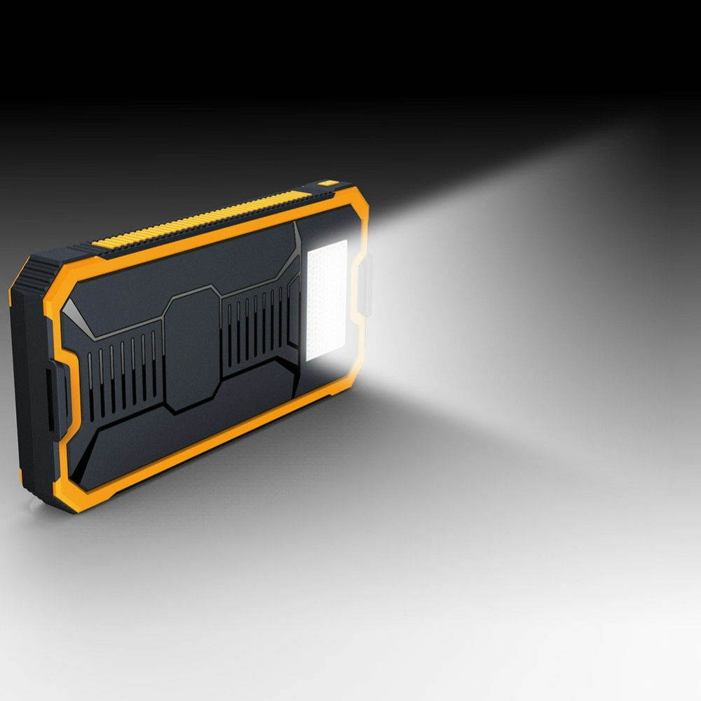 Waterproof 2000000mAh Portable Solar Charger Dual USB Battery Power Bank Yellow