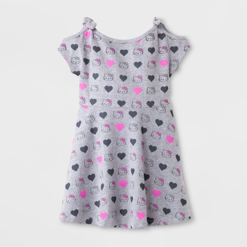 Toddler Girls' Hello Kitty Cold Shoulder A-Line Dress - Gray 4T