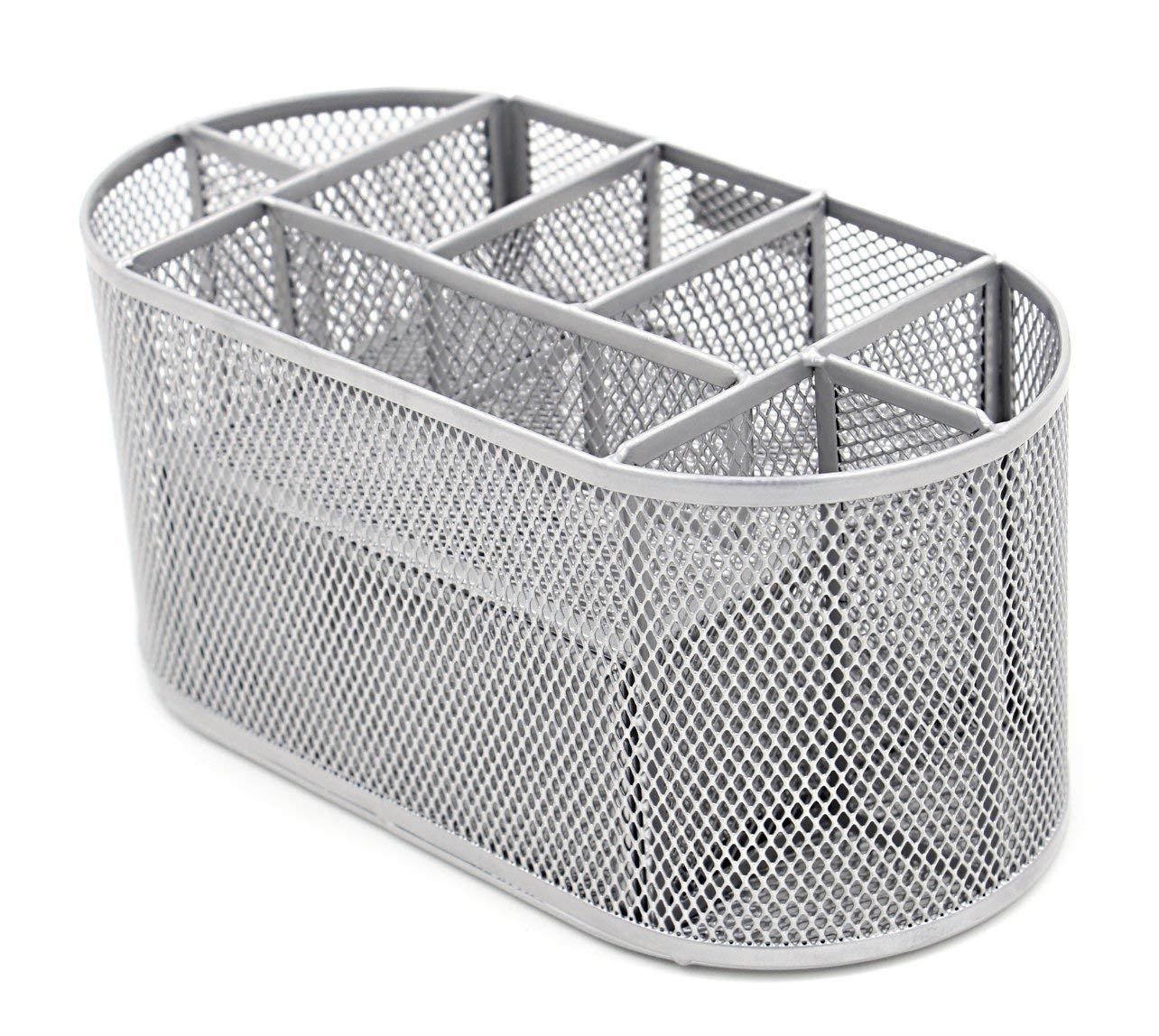 EasyPAG Mesh Office Desk Accessories Organizer 9 Components with Drawer, Silver