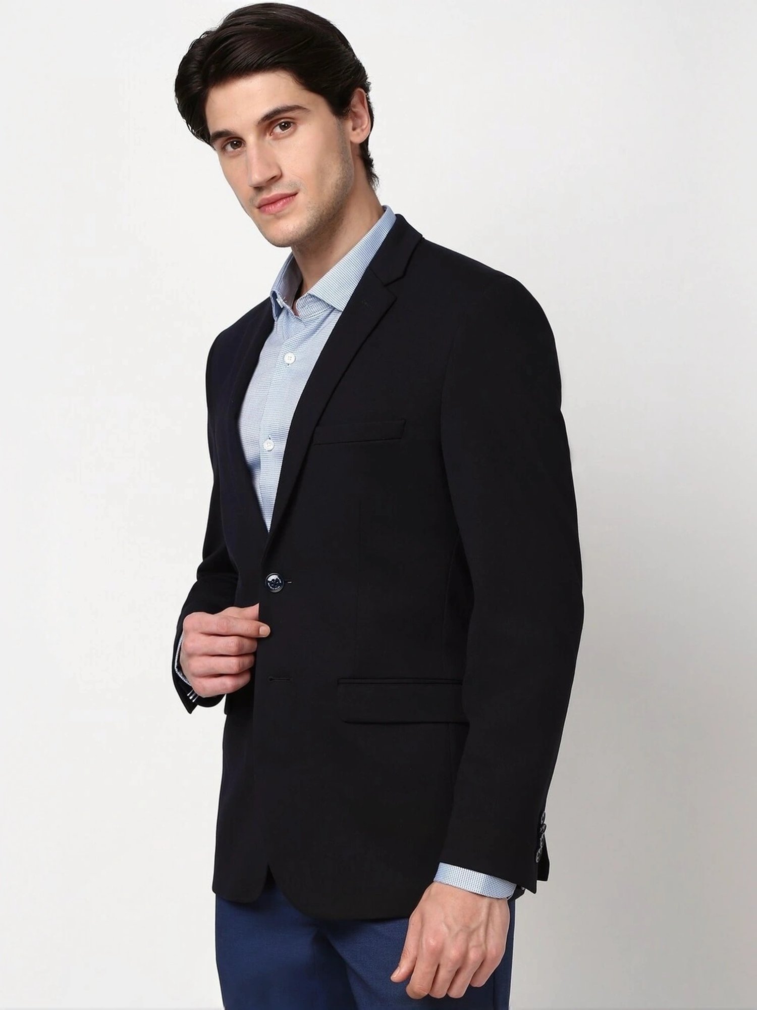Peter England Elite Black Slim Fit Blazer