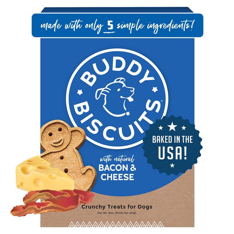 Buddy Biscuits Oven Baked Treats with Bacon and Cheese Dry Dog Treats - 16oz