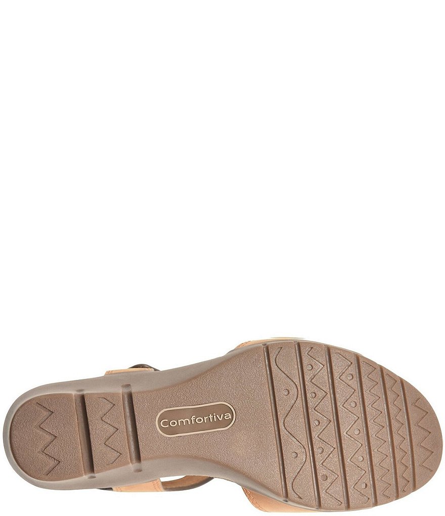 Comfortiva Abria Adjustable Leather Wedge Sandals