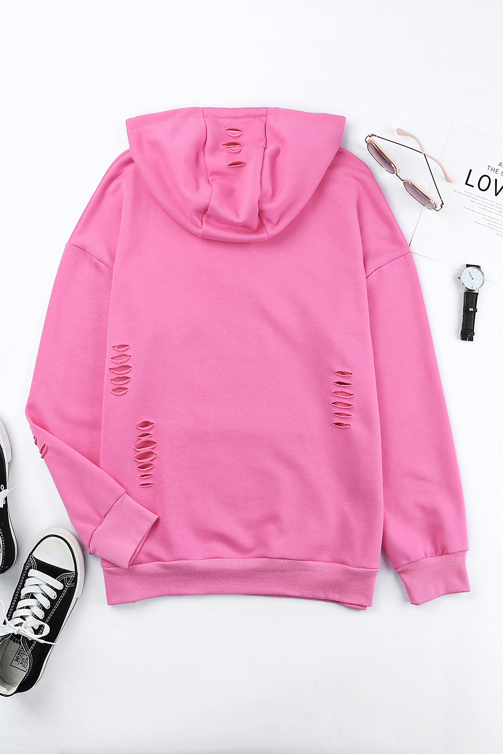 Pink Sequins Candy Cane Round Neck Sweatshirt