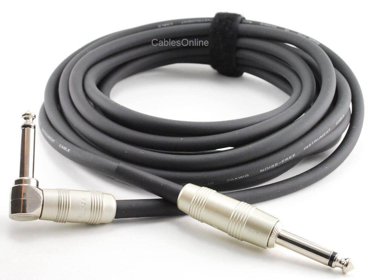 10ft. Kirlin 1/4" Mono Straight/Right-Angle Male/Male Instrument Cable
