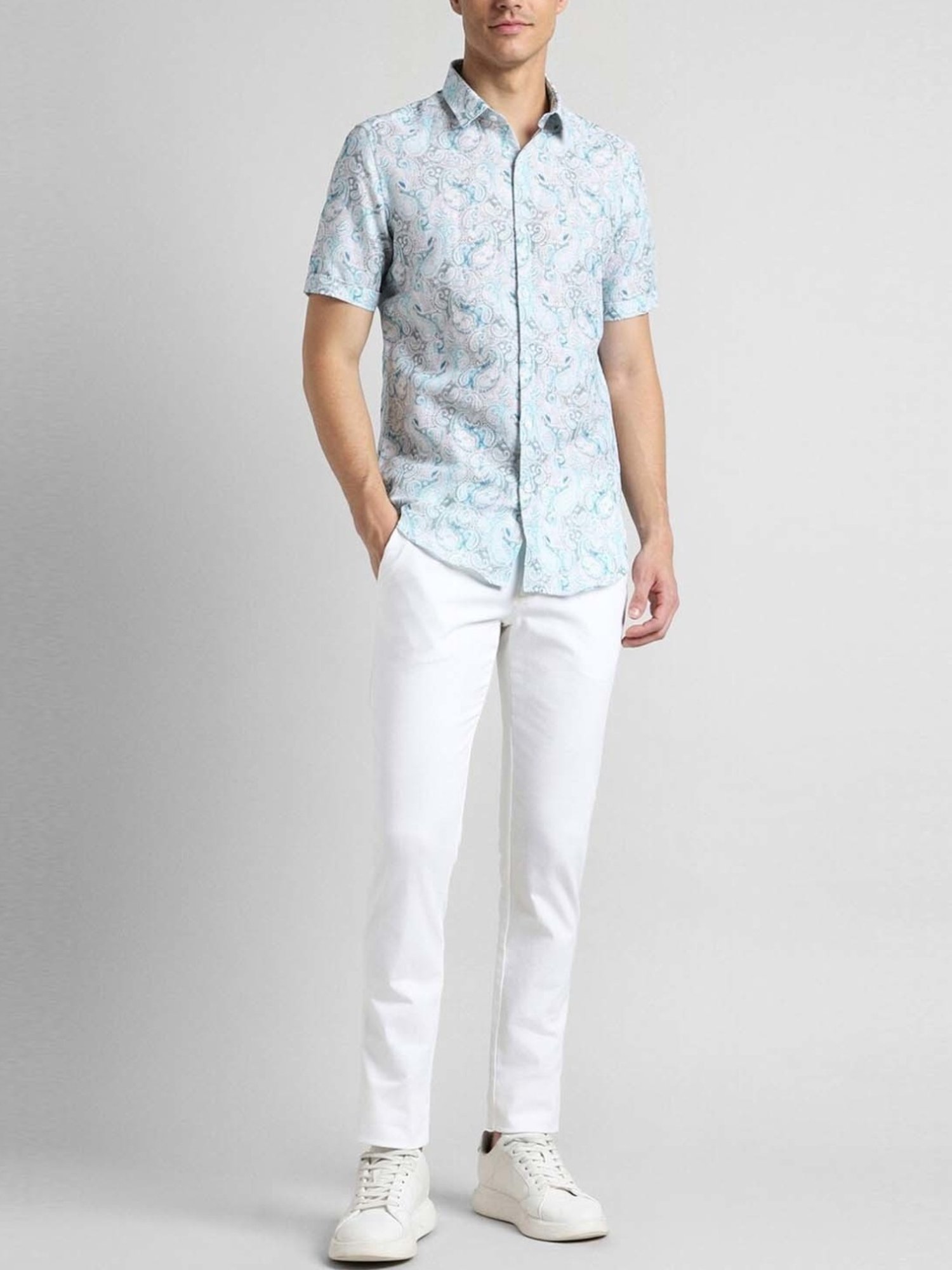 Simon Carter London Grey Printed Slim Fit Shirt