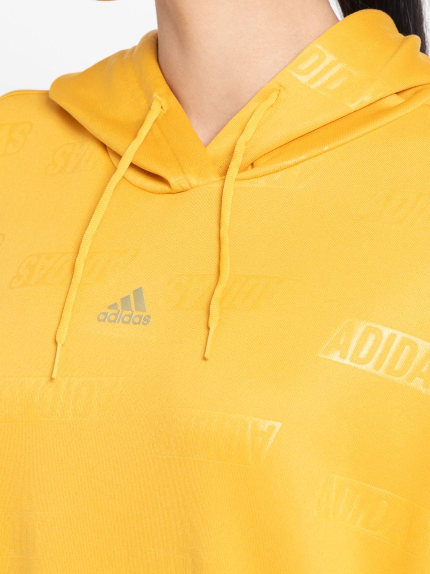 adidas Yellow Printed Sports Hoodie