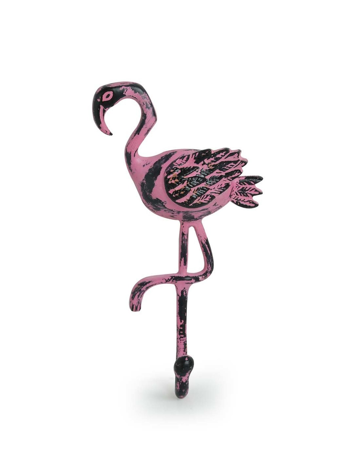 ExclusiveLane 'The Blushing Flamingo' Rustic Aluminium Wall Decor & Wall Hook (8.7 Inch)
