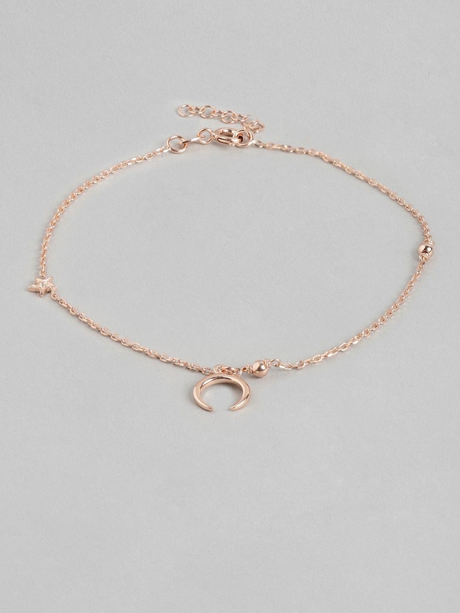 Zavya 92.5 Sterling Silver Moon & Star Anklet for Women