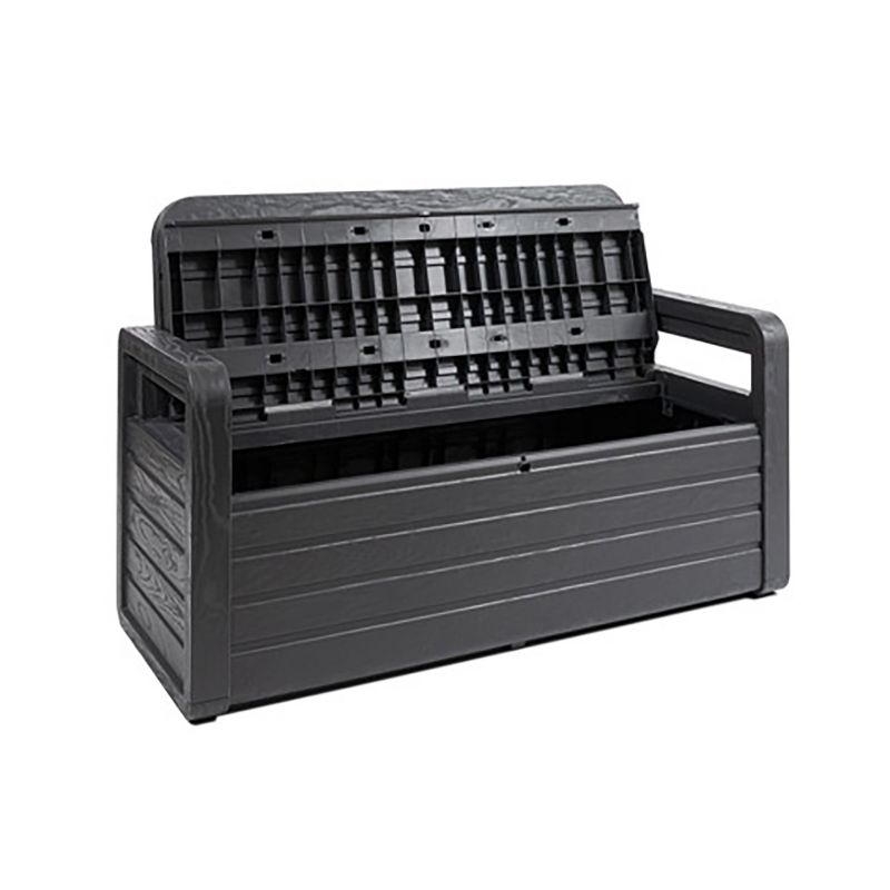 Toomax Foreverspring UV Weather Resistant Lockable Box Chest Bench for Outdoor Pool Patio Furniture and Deck Storage Bin, 70 Gallon (Anthracite)