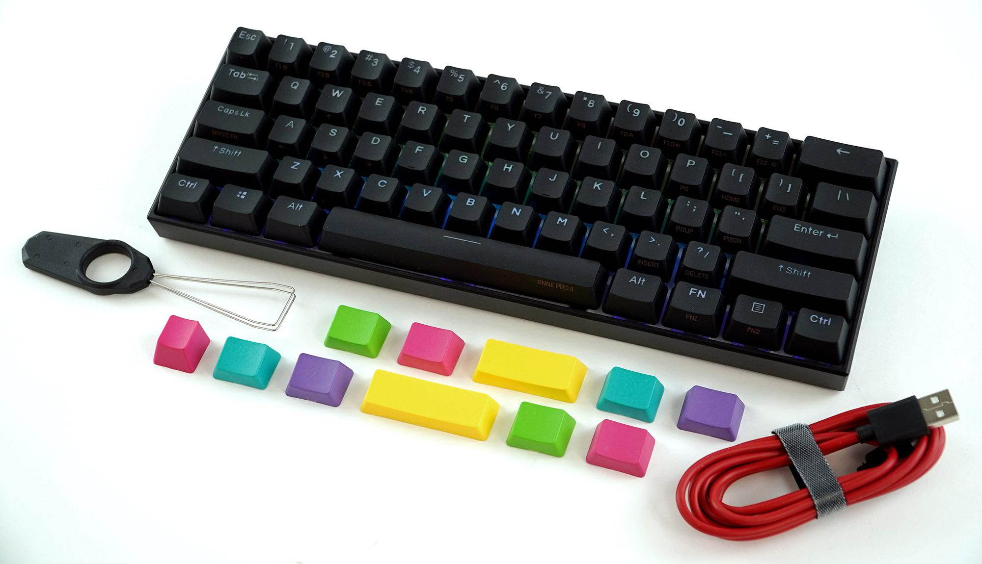 Obinslab Anne Pro 2 Black RGB LED 60% Double Shot PBT (Cherry MX Blue) Mechanical Keyboard