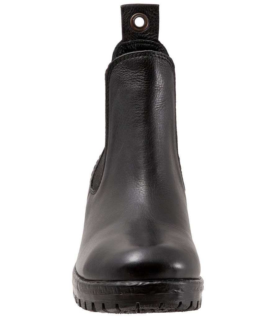 Bueno Florida Leather Block Heel Lug Sole Chelsea Booties