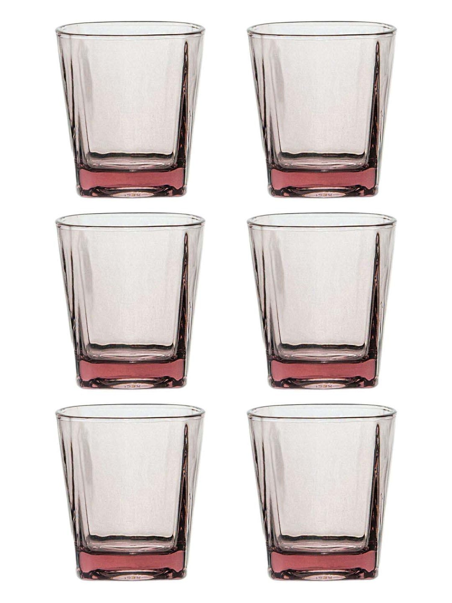 Goodhomes Transparent & Red Glass Tumbler (0.17 L) - Set of 6