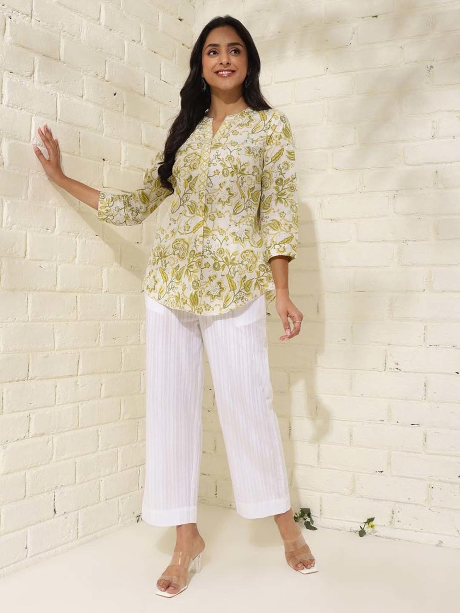 Fabindia Green Cotton Printed Tunic