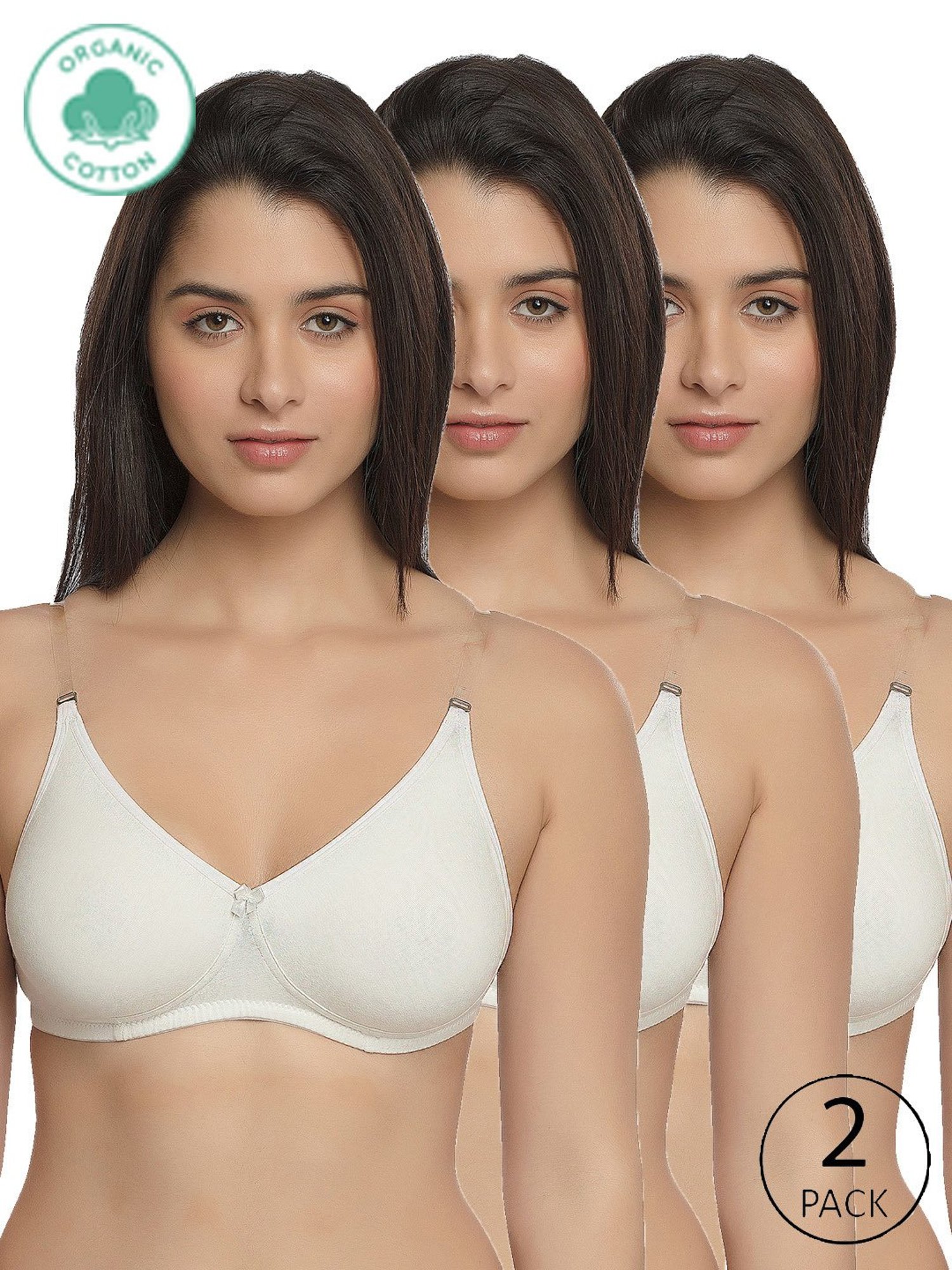 Inner Sense White Full Coverage Backless Bra - Pack of 3