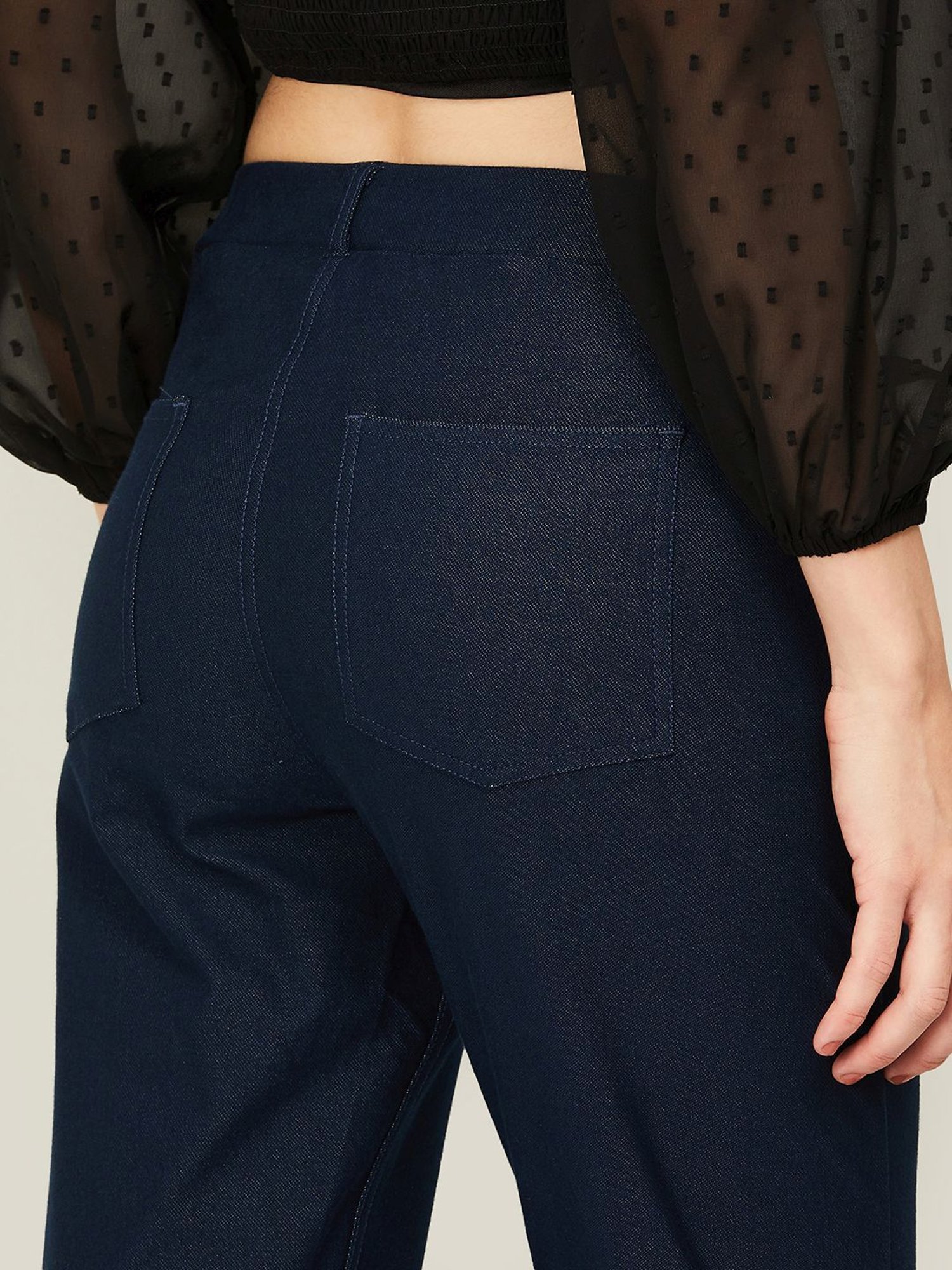 Colour Me by Melange Navy Cotton Jeggings