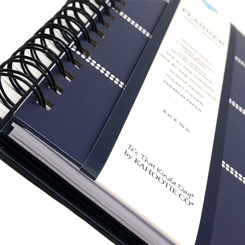 Undated Home & Work 8"x10" Planner and File Folder Bundle Navy Stripes & Teal- Kahootie Co