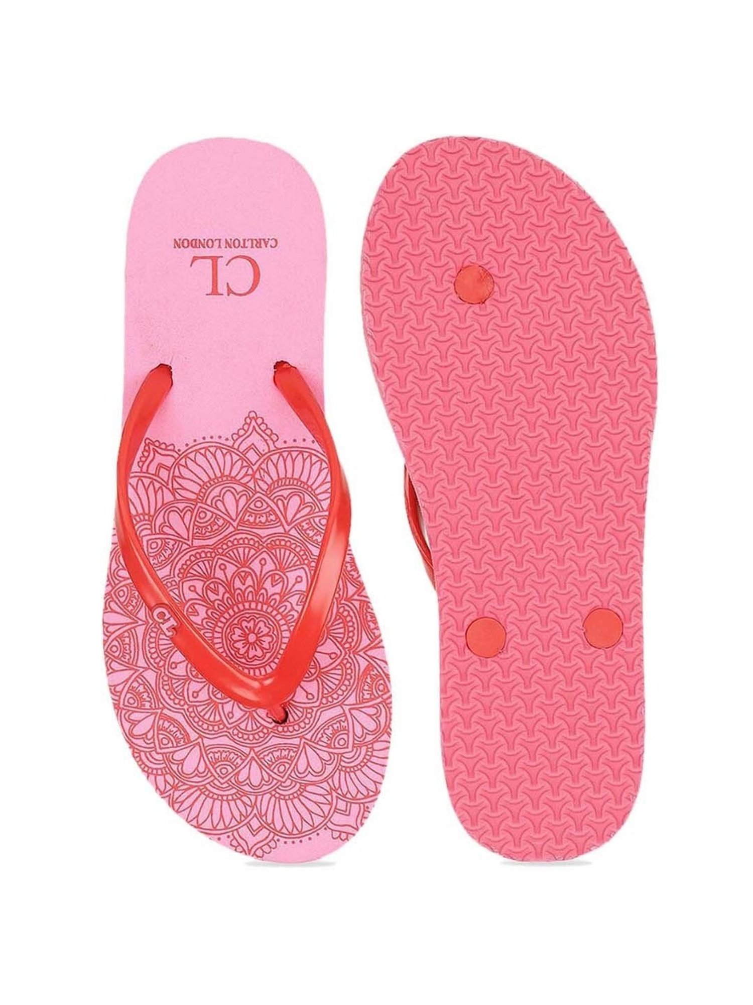 Carlton London Women's Red & Pink Flip Flops