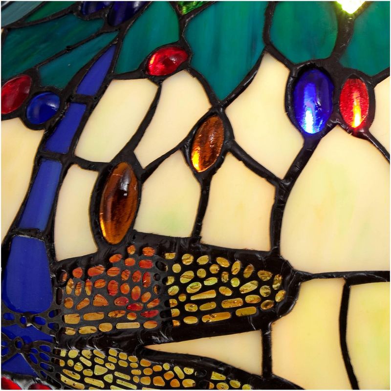 Robert Louis Tiffany Traditional Accent Table Lamp 18" High Dark Brown Dragonfly Art Glass Shade for Bedroom Bedside Office