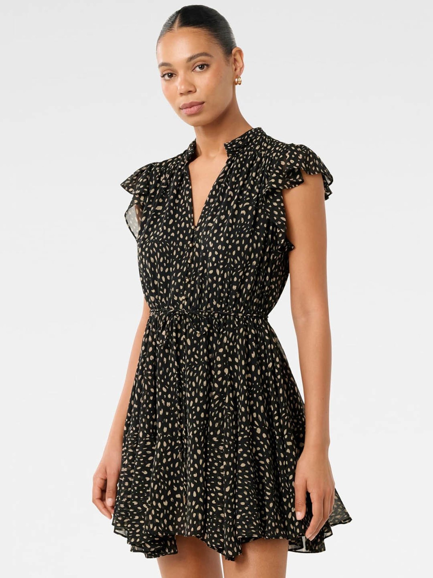 Forever New Black Printed Skater Dress