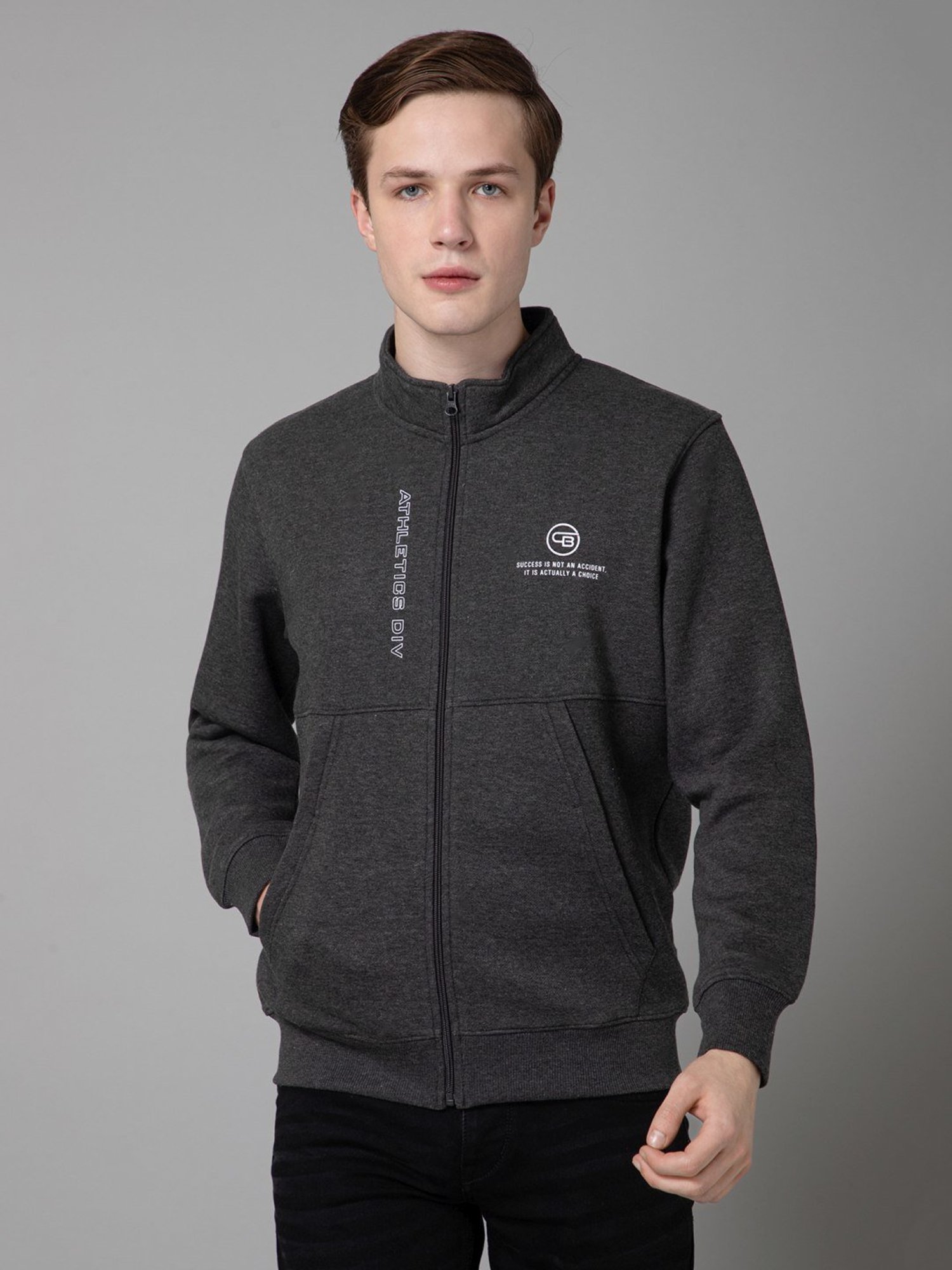 Cantabil Charcoal Black Regular Fit Sweatshirt