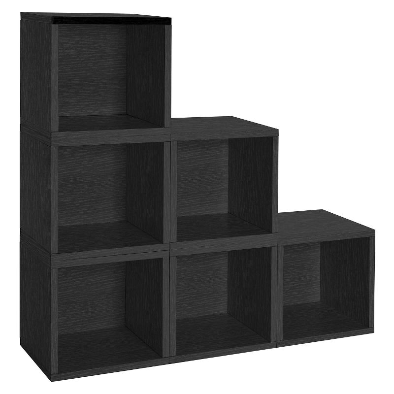 Way Basics Eco Stackable Vinyl Record Storage Cube Black Wood Grain