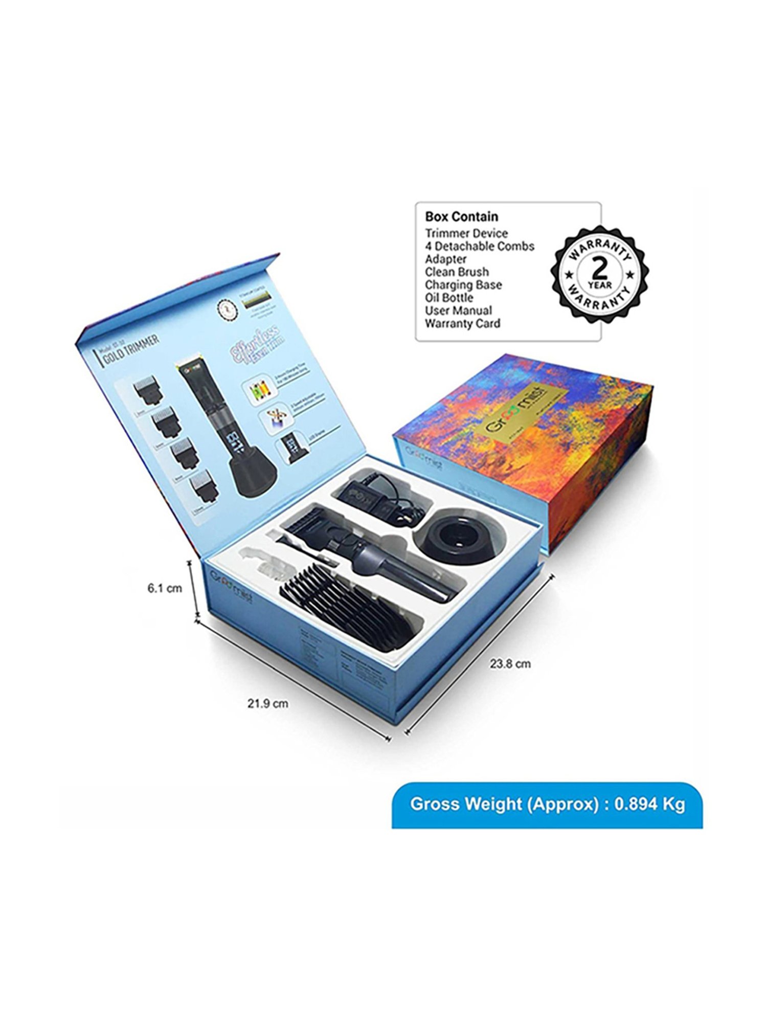 Groomiist GT-32 Gold Series Cordless Beard Trimmer - 180 Min Runtime (Black)