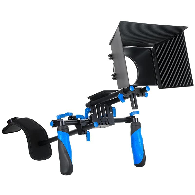 DSLR Rig Shoulder Mount Rig + Matte Box for All DSLR Cameras and Video Camcorders(Follow Focus not Included)