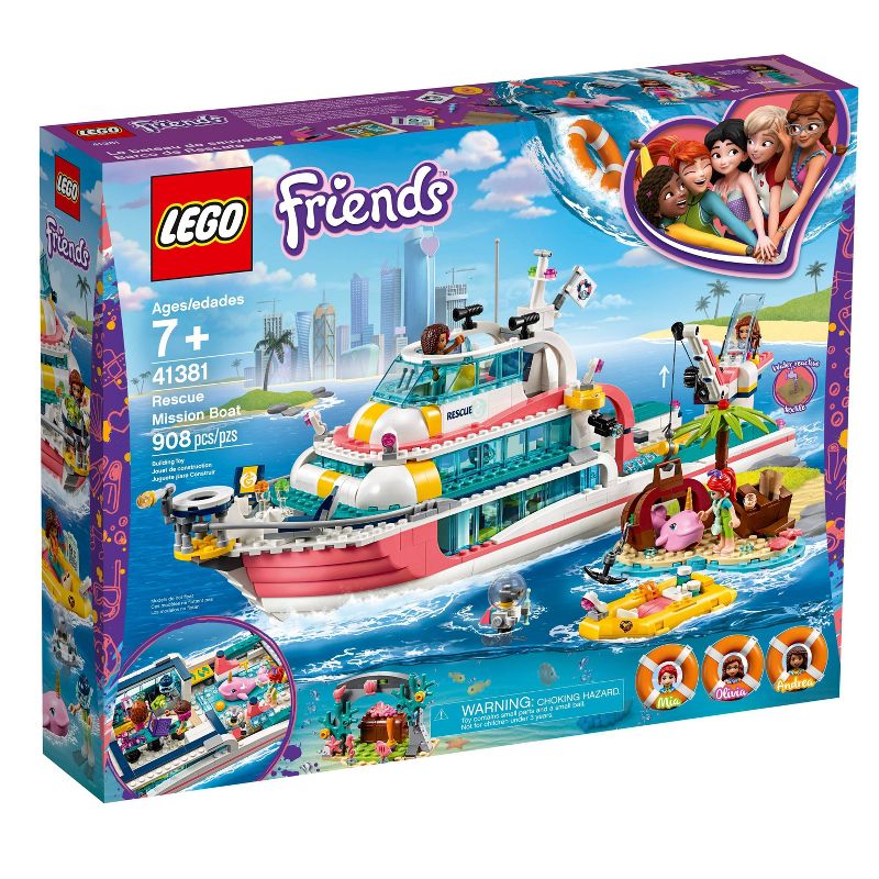 LEGO Friends Rescue Mission Boat Building Kit Sea Creatures for Creative Play 41381