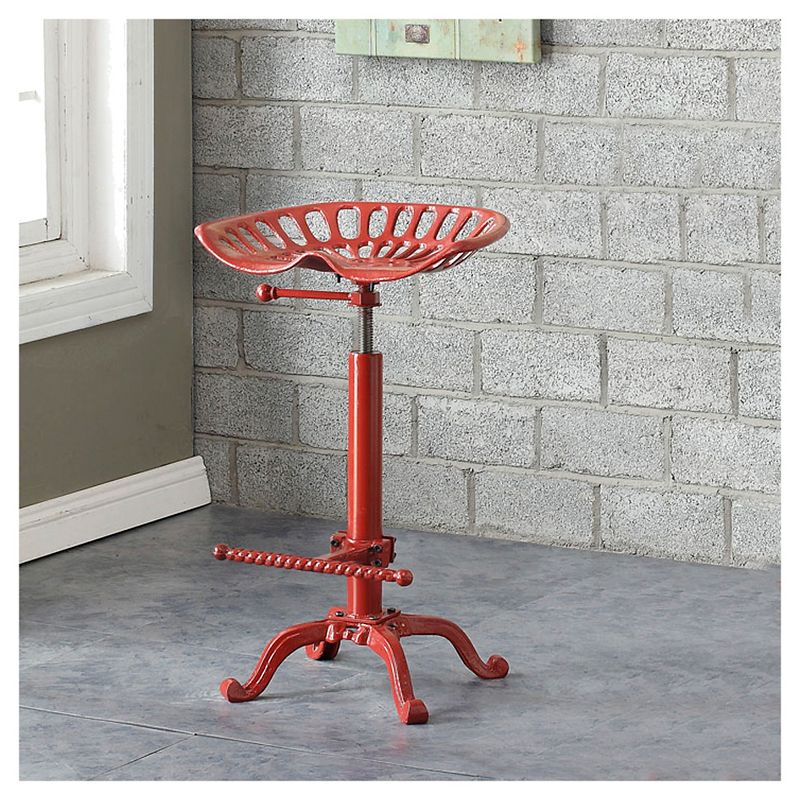 Adjustable Tractor Seat Counter Height Barstool Metal/Red - Hunter