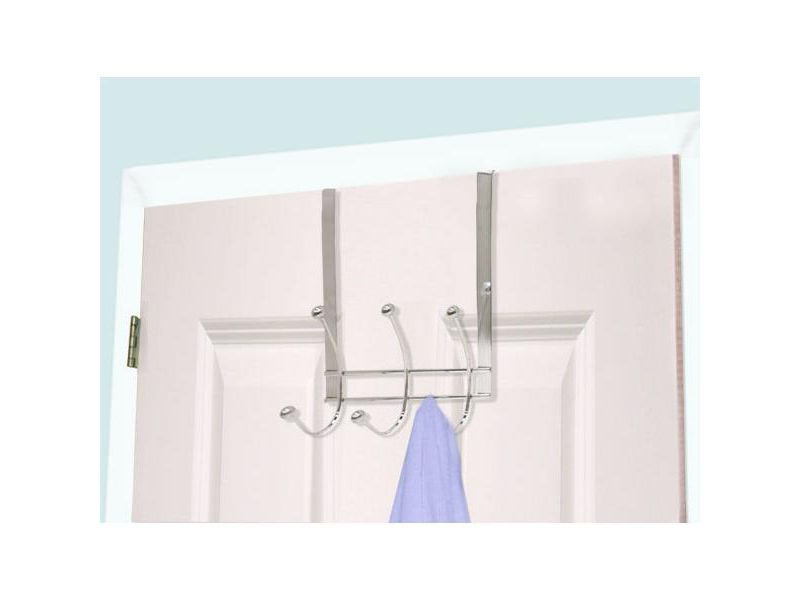 Home Basics Chrome Plated Steel Over the Door 3-Hook Hanging Rack