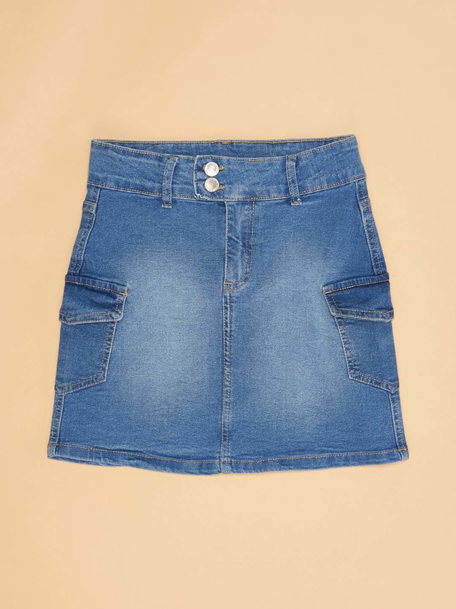 YU by Pantaloons Kids Blue Cotton Regular Fit Skirt