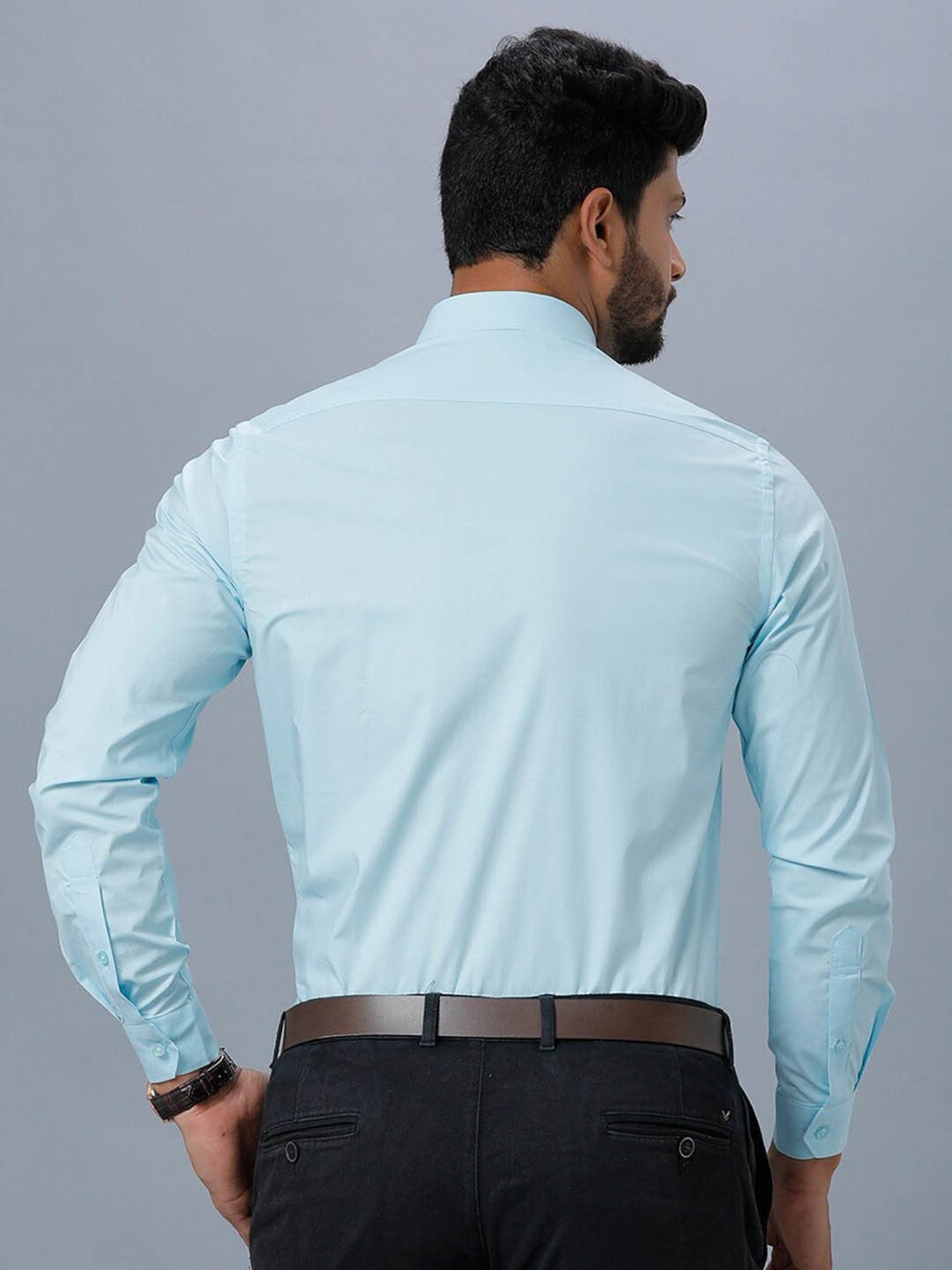 Ramraj Blue Cotton Regular Fit Shirt