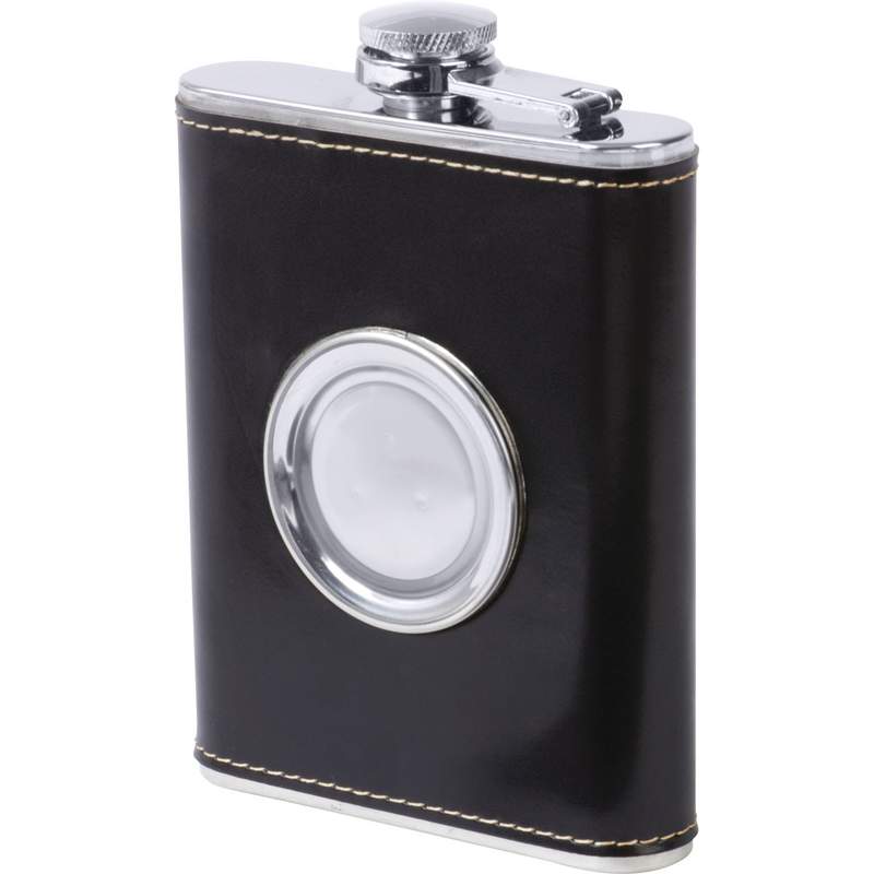 Maxam® 6.8oz Stainless Steel Flask with Built-In Cup