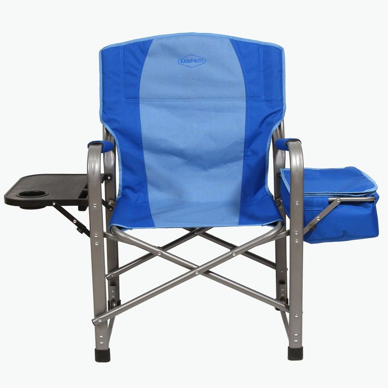 Kamp-Rite KAMPCC116 Director's Chair Outdoor Furniture Camping Folding Sports Chair with Side Table, Cup Holder, and 12 Can Ice Cooler, 2 Tone Blue