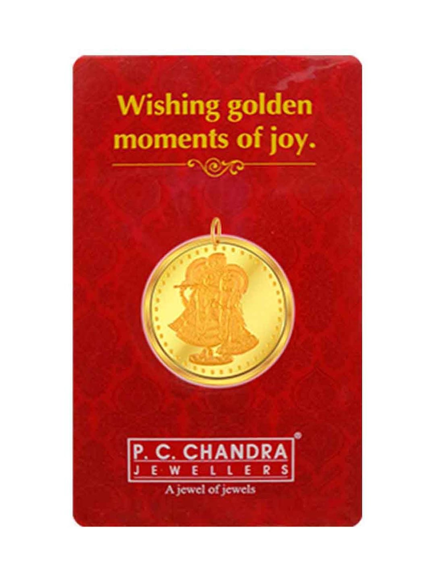 P.C. Chandra Jewellers 24k (999) 10gm Yellow Gold Radha-Krishna Coin Pendant