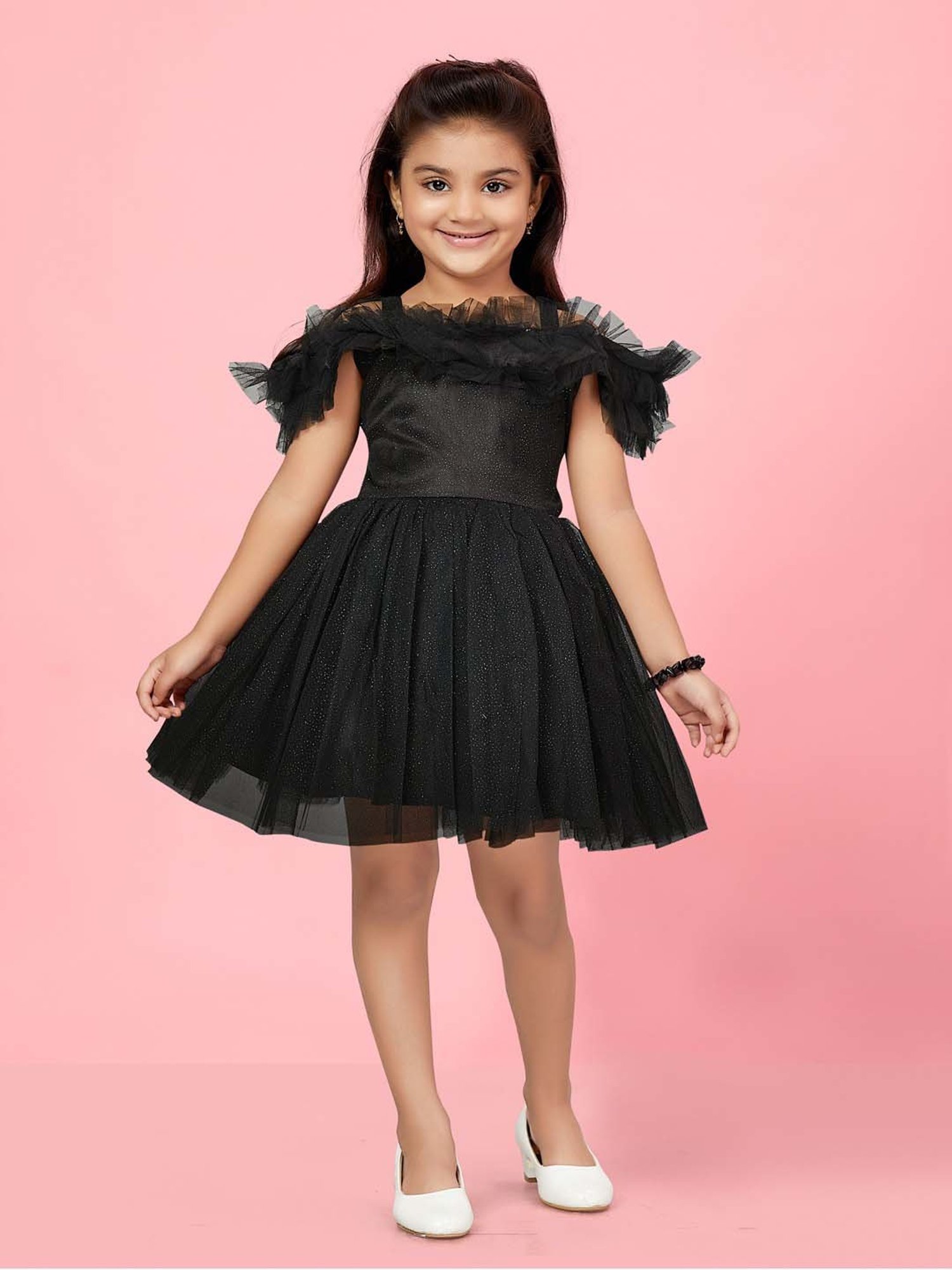 Aarika Kids Black Flared Fit Frock Dress