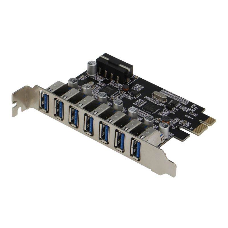 Sedna - PCIE  7 Port USB 3.0 Adapter Card ( 7 External Ports ) with Molex Power Connector ( NEC Host Controller )