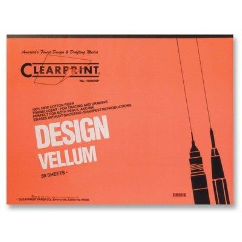 Clearprint 10001416 Design Vellum Paper, 16lb, White, 11 x 17, 50 Sheets/Pad (CHA10001416)