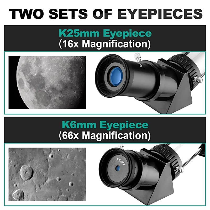 Telescope for Kids and Beginners, 70mm Refractor Telescope for Astronomy with Adjustable Tripod, Smartphone Adapter, Camera Shutter Wire Control, Backpack