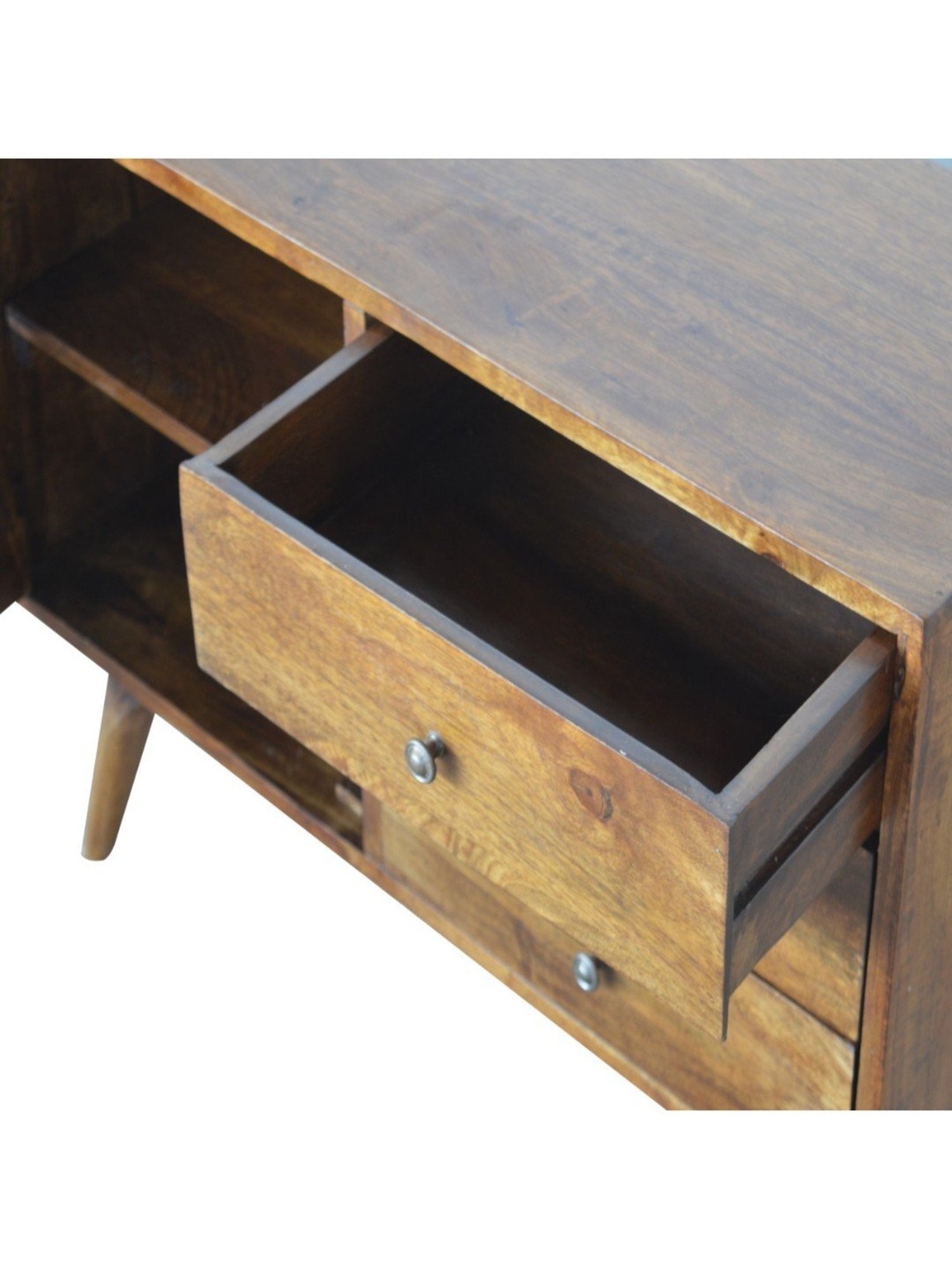 Artisan Furniture Carved Brown Wood Chestnut Brown Wood Sideboard