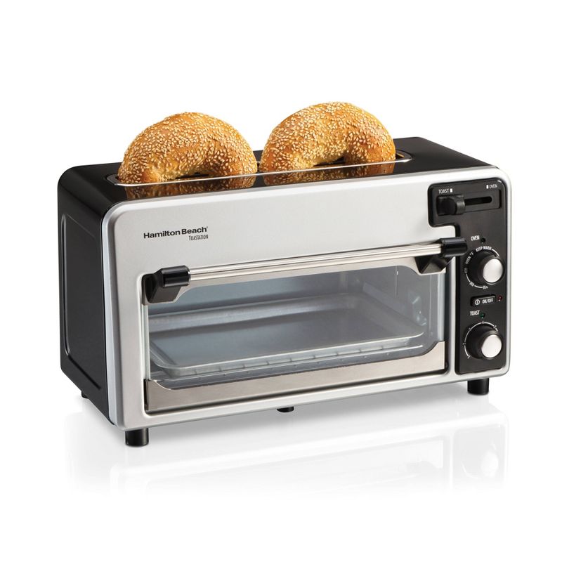 Toshiba MC25CEY-BS 6 Slice Small Stainless Convection Pizza Toaster Oven, Black