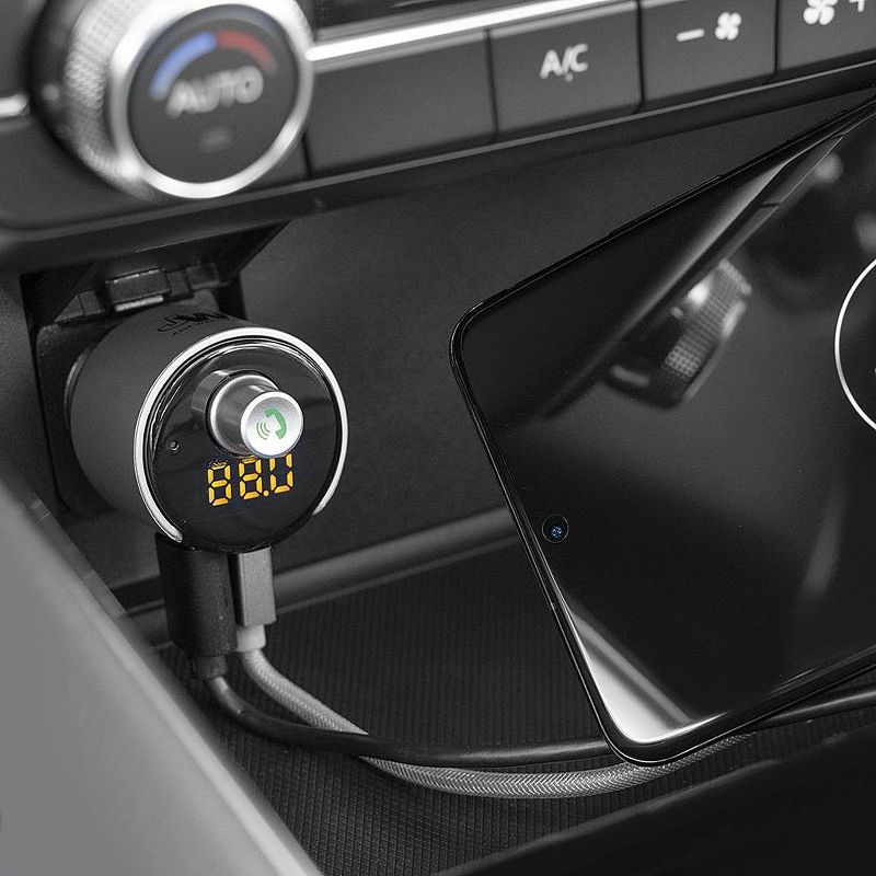 Just Wireless Wireless Bluetooth FM Transmitter with 3.4A/17W 2-Port USB Car Charger  - Black