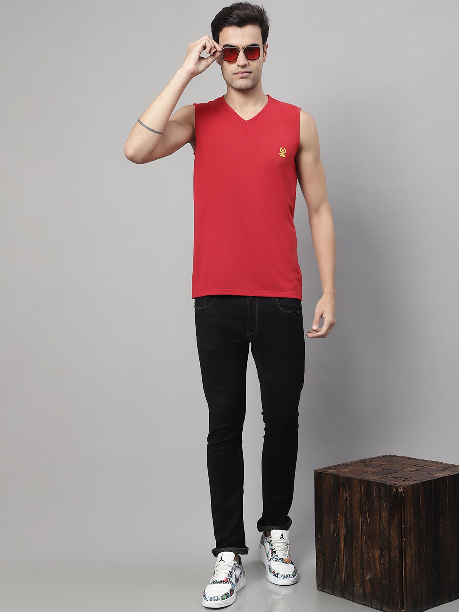 Vimal Jonney Multicolor Regular Fit Sleeveless Lounge T-Shirt - Pack of 3